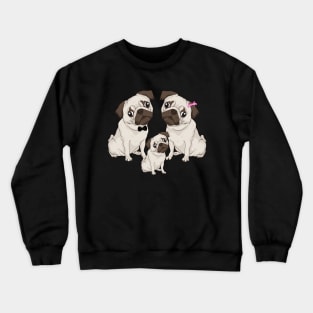 Three Little Puglets (Piglets) Family Of Pugs Crewneck Sweatshirt